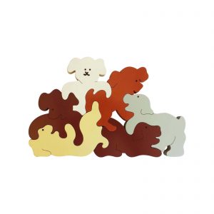 Large dogs wood animal puzzle natural colours