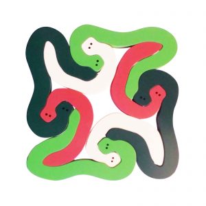 Large snakes wooden animal puzzle natural colours