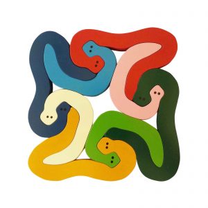 Large snakes wooden animal puzzle primary colours