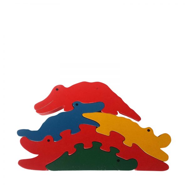 crocodile wooden animal puzzle primary colours