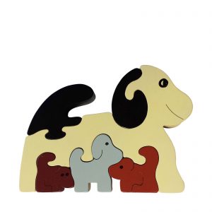 dog wooden animal puzzle natural colours