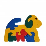 Dog wooden animal puzzle primary colours