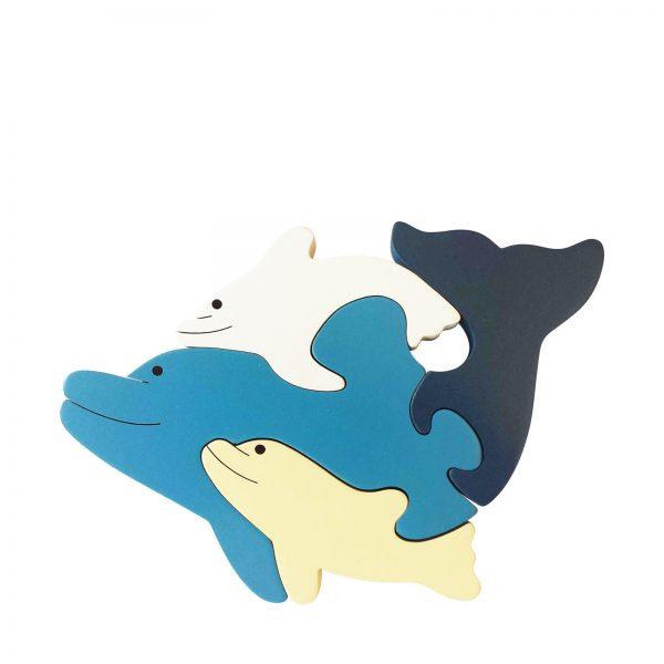 dolphin wooden animal puzzle natural colours