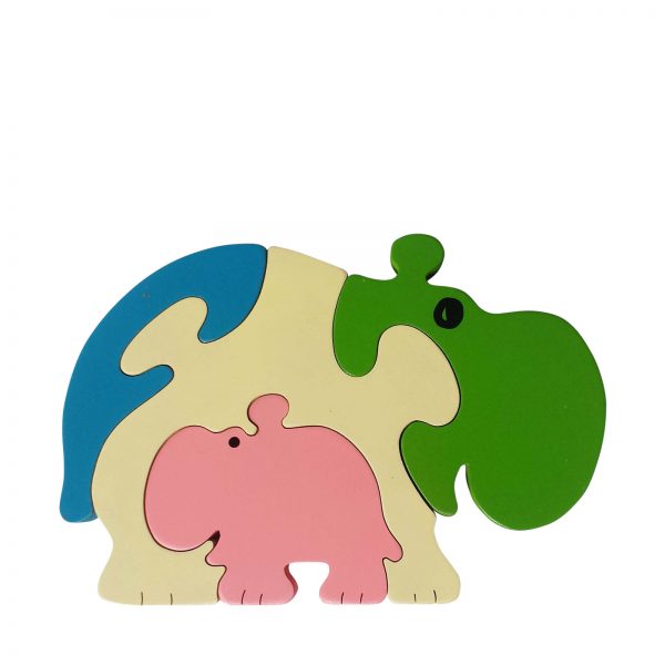 hippopotamus wooden animal puzzle pastel colours