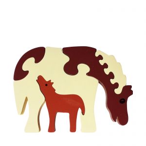 horse wooden animal puzzle natural colours
