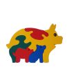 Pig wooden animal puzzle primary colours