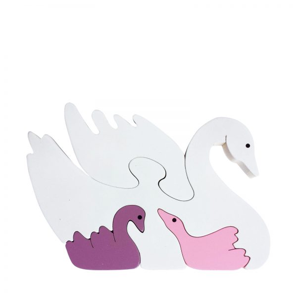 Swan wooden animal puzzle natural colours