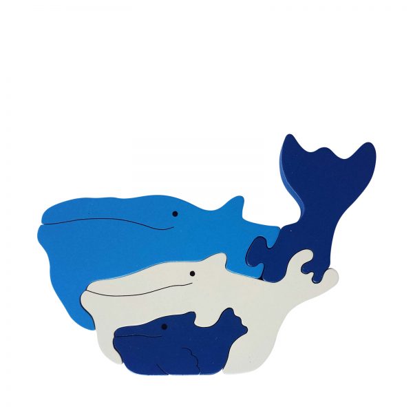 Whale wooden animal puzzle natural colours