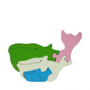 Whale wooden animal puzzle pastel colours