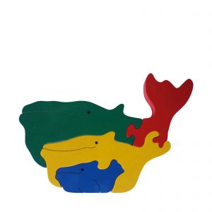 Whale wooden animal puzzle primary colours