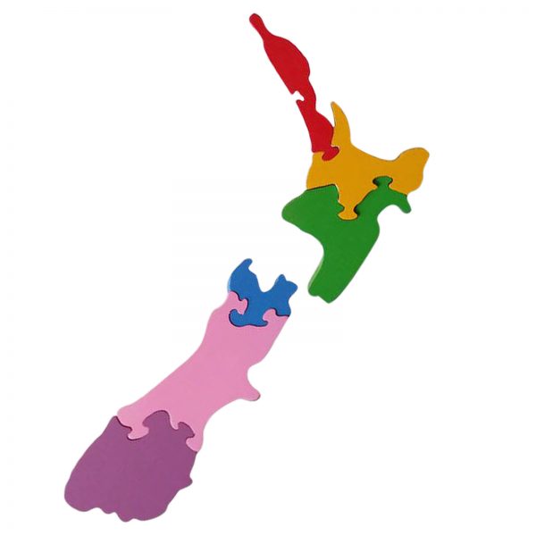 Wooden New Zealand puzzle rainbow colours