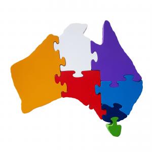 Wooden Australia puzzle state colours