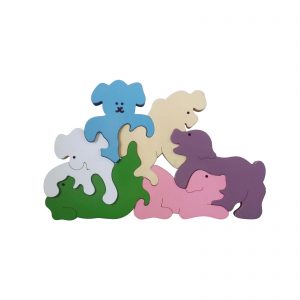Large dogs wood animal puzzle pastel colours